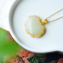 Load image into Gallery viewer, Natural Fine White Jade Pendant Necklace Vintage Style Antique Dragon Phoenix Luxury Silver Jewelry
