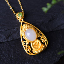 Load image into Gallery viewer, Lokaloca Natural Fine White Jade Silver Buddha Pendant Necklace
