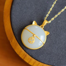 Load image into Gallery viewer, Natural Fine White Jade Fortune Cat Shape Pendant Necklace Vintage Style Style Craft Women&#39;s Brand Jewelry
