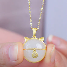 Load image into Gallery viewer, Natural Fine White Jade Fortune Cat Shape Pendant Necklace Vintage Style Style Craft Women&#39;s Brand Jewelry
