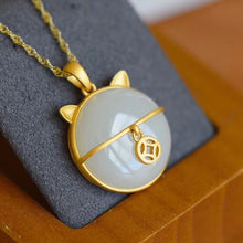 Load image into Gallery viewer, Natural Fine White Jade Fortune Cat Shape Pendant Necklace Vintage Style Style Craft Women&#39;s Brand Jewelry
