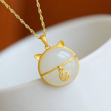 Load image into Gallery viewer, Natural Fine White Jade Fortune Cat Shape Pendant Necklace Vintage Style Style Craft Women&#39;s Brand Jewelry
