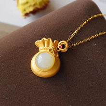 Load image into Gallery viewer, Natural Fine White Jade Lucky Bag Shaped Pendant Necklace Vintage Style Retro Design Female Brand Jewelry
