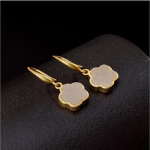 Load image into Gallery viewer, Lokaloca Natural Fine White Jade Plum Blossom Earrings
