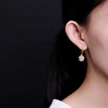 Load image into Gallery viewer, Lokaloca Natural Fine White Jade Plum Blossom Earrings
