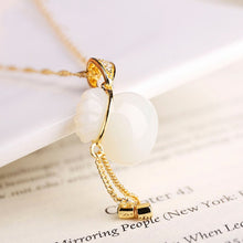 Load image into Gallery viewer, Natural Fine White Jade Lucky Bag Shape Pendant Necklace Vintage Style Retro Bohemian Style Elegant Women&#39;s Silver Jewelry
