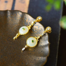 Load image into Gallery viewer, Natural Fine White Jade Earrings Vintage Antique Style Luxury Women&#39;s Silver Jewelry
