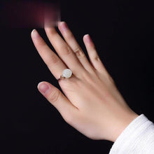 Load image into Gallery viewer, Natural Fine White Jade Rose Flower Opening Adjustable Ring Vintage Style Retro Charm Women&#39;s Brand Silver Jewelry
