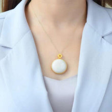 Load image into Gallery viewer, Natural Fine White Jade Round Pendant Necklace Vintage Retro Style Design Women&#39;s Jewelry
