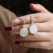 Load image into Gallery viewer, Natural Fine White Jade Round Vintage Retro Bohemian Designer Craft Charm Women&#39;s Silver Jewelry
