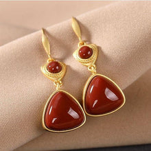 Load image into Gallery viewer, Natural Southern Red Agate Geometric Earrings Vintage Style Retro Style Unique Silver Jewelry
