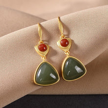 Load image into Gallery viewer, Lokaloca Natural Fine Jade Geometric Earrings
