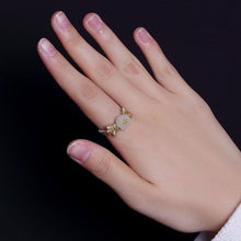 Load image into Gallery viewer, Natural Fine White Jade Flower &amp; Bees Opening Adjustable Ring Vintage Retro Light Luxury Charm Women&#39;s Silver Jewelry
