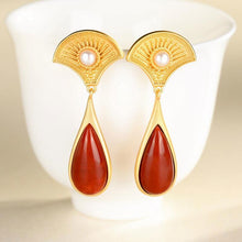 Load image into Gallery viewer, Natural Southern Red Agate Drop Earrings Vintage Style Retro Unique Craft Design Women&#39;s Jewelry
