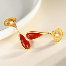 Load image into Gallery viewer, Natural Southern Red Agate Drop Earrings Vintage Style Retro Unique Craft Design Women&#39;s Jewelry
