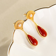 Load image into Gallery viewer, Natural Southern Red Agate Drop Earrings Vintage Style Retro Unique Craft Design Women&#39;s Jewelry
