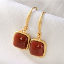 Load image into Gallery viewer, Natural Southern Red Agate Geometric Earrings Vintage Style Retro Exquisite Luxury Charm Women&#39;s Jewelry
