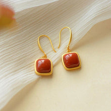 Load image into Gallery viewer, Natural Southern Red Agate Geometric Earrings Vintage Style Retro Exquisite Luxury Charm Women&#39;s Jewelry
