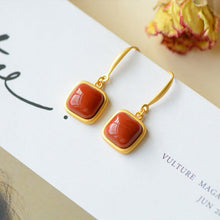 Load image into Gallery viewer, Natural Southern Red Agate Geometric Earrings Vintage Style Retro Exquisite Luxury Charm Women&#39;s Jewelry
