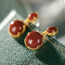 Load image into Gallery viewer, Natural  South Red Agate Earrings Vintage Retro Unique Craft Female Jewelry
