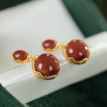 Load image into Gallery viewer, Natural  South Red Agate Earrings Vintage Retro Unique Craft Female Jewelry
