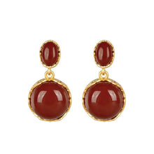 Load image into Gallery viewer, Natural  South Red Agate Earrings Vintage Retro Unique Craft Female Jewelry
