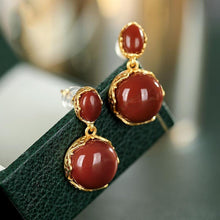 Load image into Gallery viewer, Natural  South Red Agate Earrings Vintage Retro Unique Craft Female Jewelry
