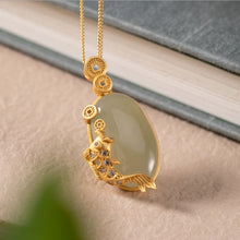 Load image into Gallery viewer, Natural Green Jade Koi Pendant Necklace Vintage Style Retro Unique Craft Women&#39;s Jewelry
