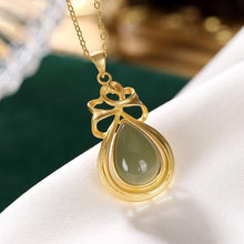 Load image into Gallery viewer, Natural Green Jade Drop Shaped Pendant Necklace Vintage Style Retro Charming Women&#39;s Jewelry
