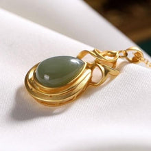 Load image into Gallery viewer, Natural Green Jade Drop Shaped Pendant Necklace Vintage Style Retro Charming Women&#39;s Jewelry
