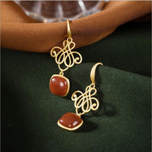 Load image into Gallery viewer, Natural Southern Red Agate Vintage Knot Earrings Retro Style Luxury Elegant Women&#39;s Silver Jewelry
