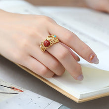 Load image into Gallery viewer, Natural Southern Red Agate Open Ring Vintage Style Retro Luxury Women&#39;s Silver Jewelry
