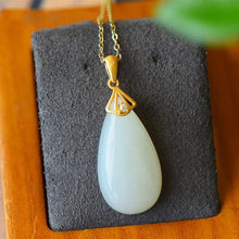 Load image into Gallery viewer, Natural White Jade Drop Shaped Pendant Necklace Vintage Retro Creative Luxury Jewelry
