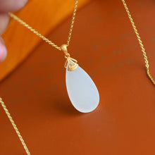 Load image into Gallery viewer, Natural White Jade Drop Shaped Pendant Necklace Vintage Retro Creative Luxury Jewelry
