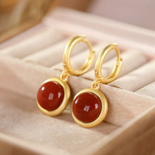 Load image into Gallery viewer, Natural Southern Red Agate Earrings Vintage Style Retro Design Luxury Charm Women&#39;s Jewelry
