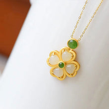 Load image into Gallery viewer, Lokaloca Natural White Fine Jade Lucky Clover Pendant Necklace
