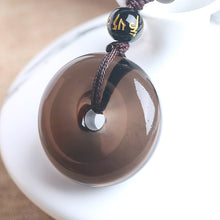 Load image into Gallery viewer, Handcrafted Natural Translucent Black Obsidian Donut Pendant Necklace
