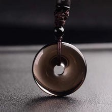 Load image into Gallery viewer, Handcrafted Natural Translucent Black Obsidian Donut Pendant Necklace
