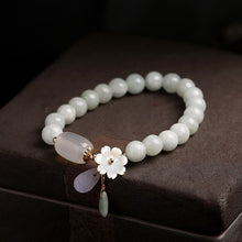 Load image into Gallery viewer, Lokaloca Handcrafted Natural Jadeite Jade Beaded Flower Charm Jewelry Bracelet
