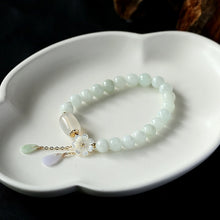 Load image into Gallery viewer, Lokaloca Handcrafted Natural Jadeite Jade Beaded Flower Charm Jewelry Bracelet
