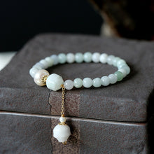 Load image into Gallery viewer, Lokaloca Handcrafted Natural Jadeite Beaded With Pearl Lotus Charm Bracelet
