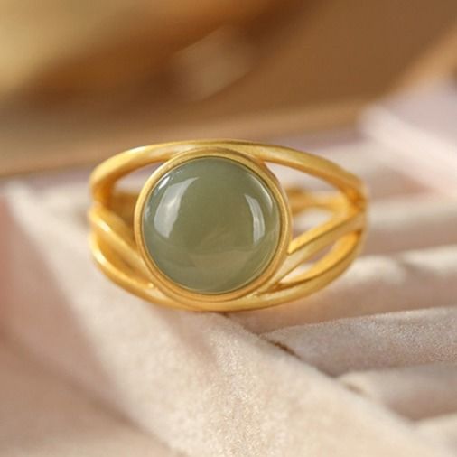 Natural Jade Silver Ring Female Fine Red Agate Opening Adjustable Ring