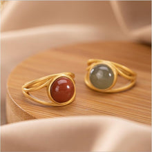 Load image into Gallery viewer, Natural Jade Silver Ring Female Fine Red Agate Opening Adjustable Ring
