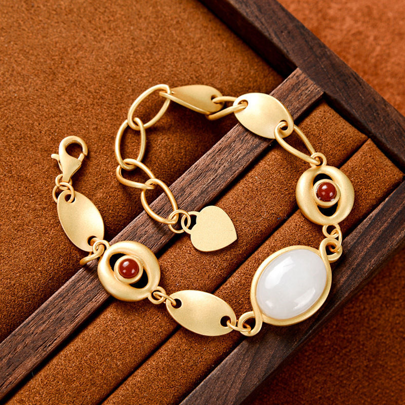 Lokaloca Original Natural Fine White Jade Chalcedony Bracelet