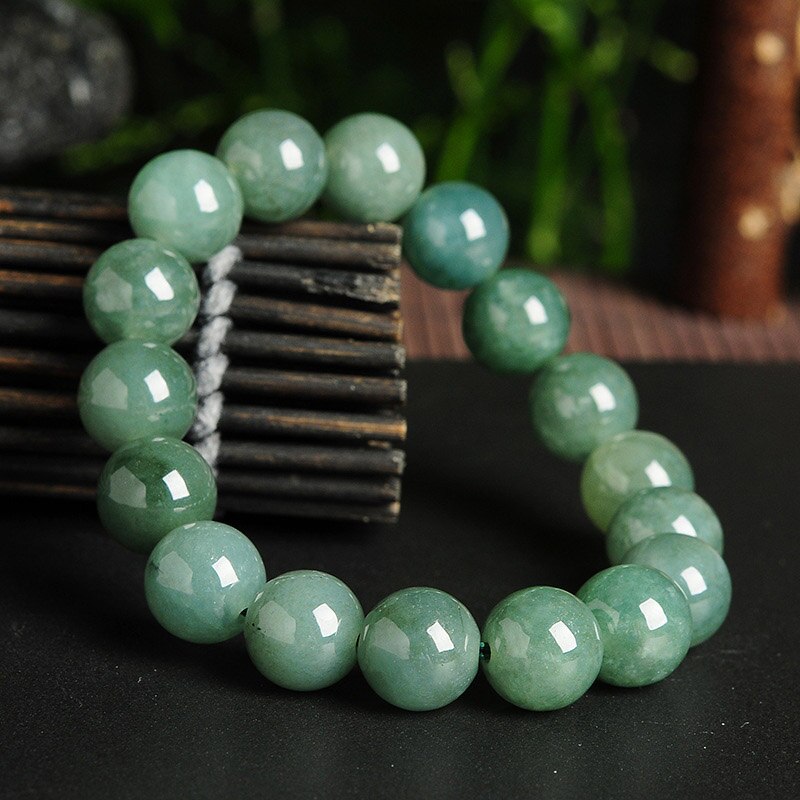 Lokaloca Handcrafted Natural Myanmar Jade 13mm Beaded Jewelry Bracelet