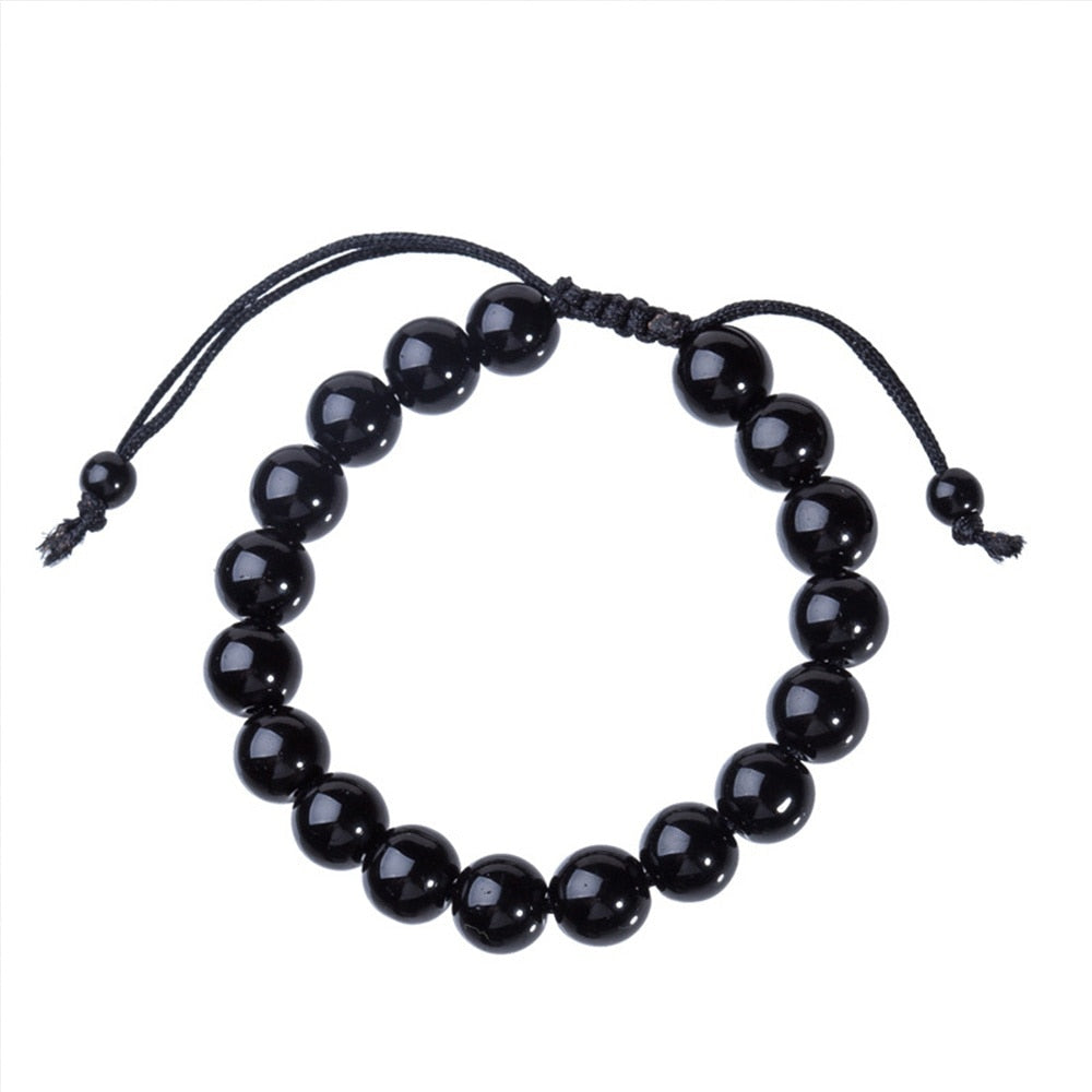 Natural Obsidian 6/8/10/12mm Beaded Power Healing Chakra Reiki Bracelet