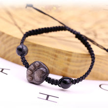 Load image into Gallery viewer, Handcrafted Natural Golden Obsidian Cat Claw Charm Bracelet
