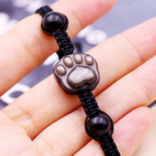 Load image into Gallery viewer, Handcrafted Natural Golden Obsidian Cat Claw Charm Bracelet
