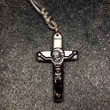 Load image into Gallery viewer, Handcrafted Natural Black Obsidian Jesus Christ Cross Pendant Necklace
