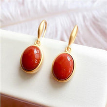 Load image into Gallery viewer, Natural Original Red Agate Craft Earrings Vintage Retro Bohemian Elegant Charm Women&#39;s Silver Jewelry
